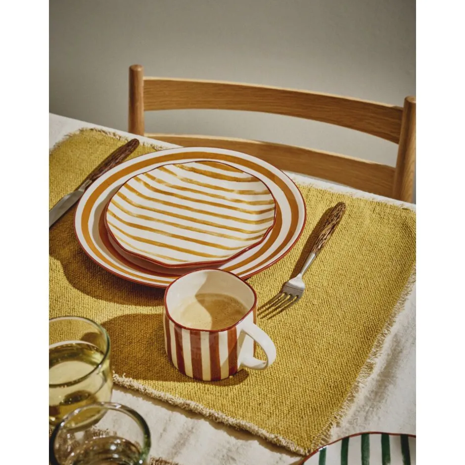 Pomax Vaisselle-MYKONOS - assiette plate - porcelaine - DIA 27 x H 2,5 cm - jaune