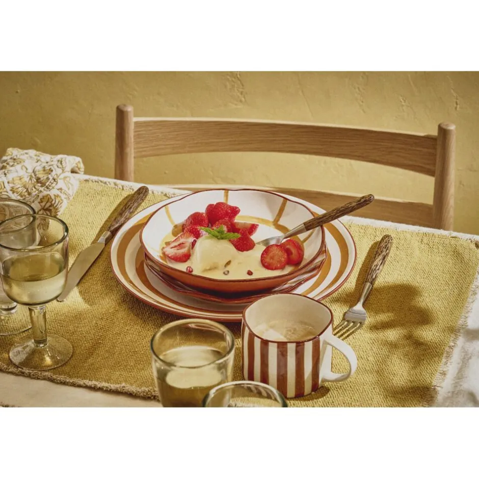Pomax Vaisselle-MYKONOS - assiette plate - porcelaine - DIA 27 x H 2,5 cm - jaune