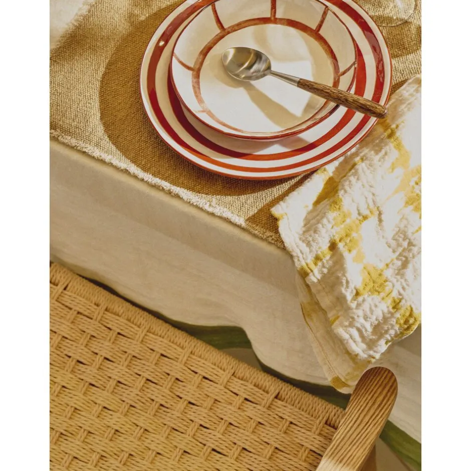 Pomax Vaisselle-MYKONOS - assiette plate - porcelaine - DIA 27 x H 2,5 cm - rouille