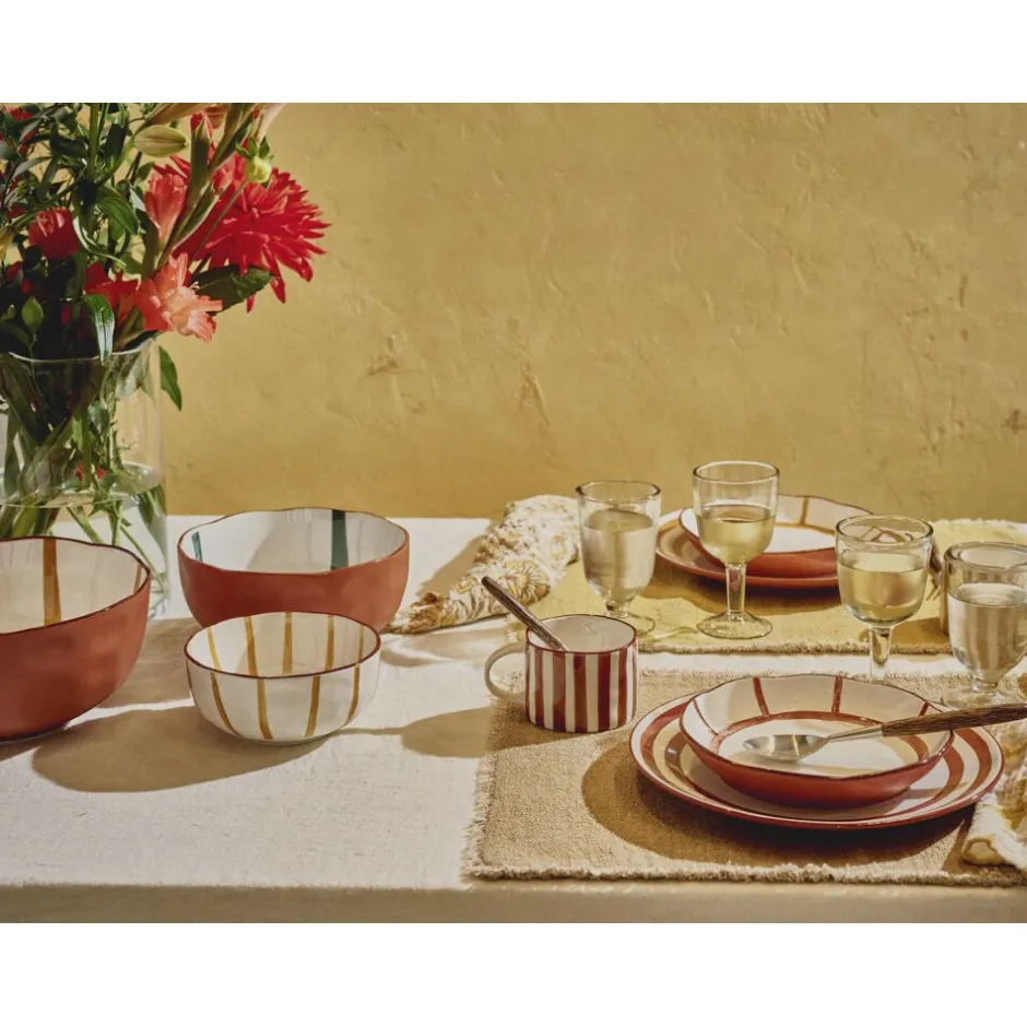 Pomax Vaisselle-MYKONOS - assiette plate - porcelaine - DIA 27 x H 2,5 cm - rouille