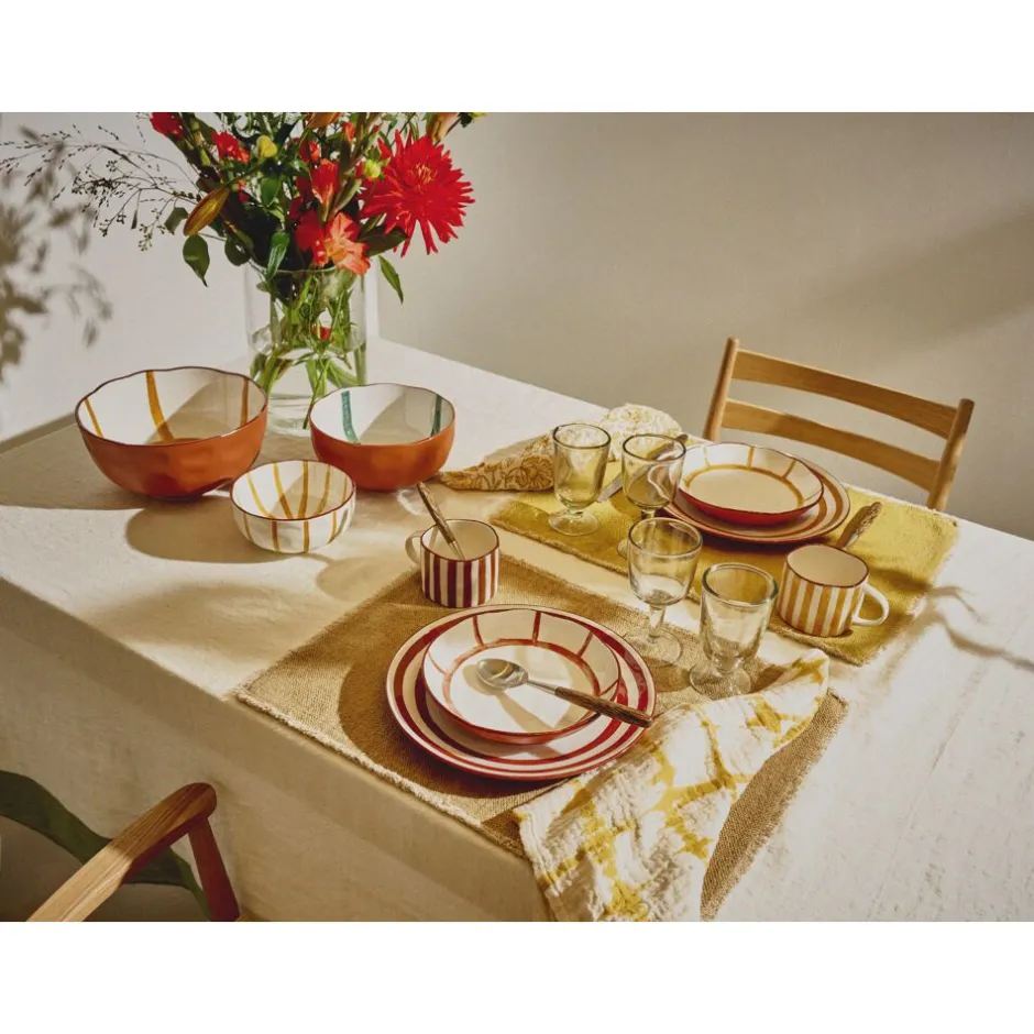 Pomax Vaisselle-MYKONOS - assiette plate - porcelaine - DIA 27 x H 2,5 cm - rouille