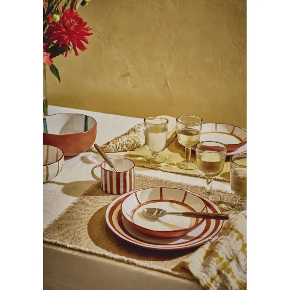 Pomax Vaisselle-MYKONOS - assiette plate - porcelaine - DIA 27 x H 2,5 cm - rouille