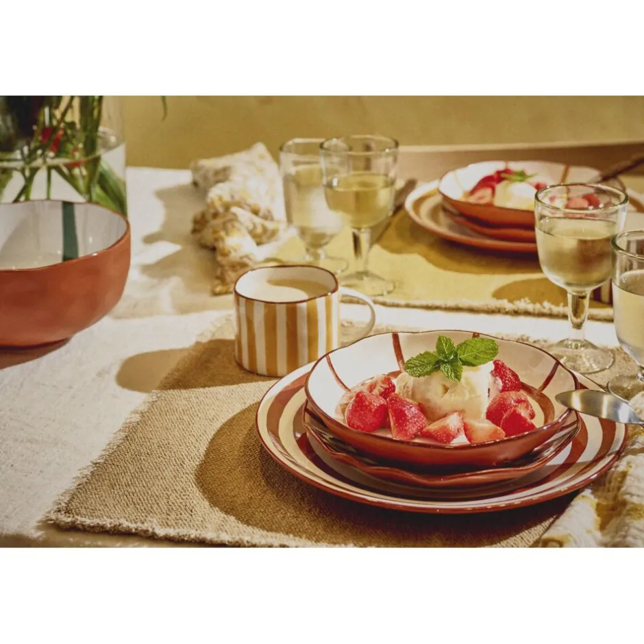 Pomax Vaisselle-MYKONOS - assiette plate - porcelaine - DIA 27 x H 2,5 cm - rouille