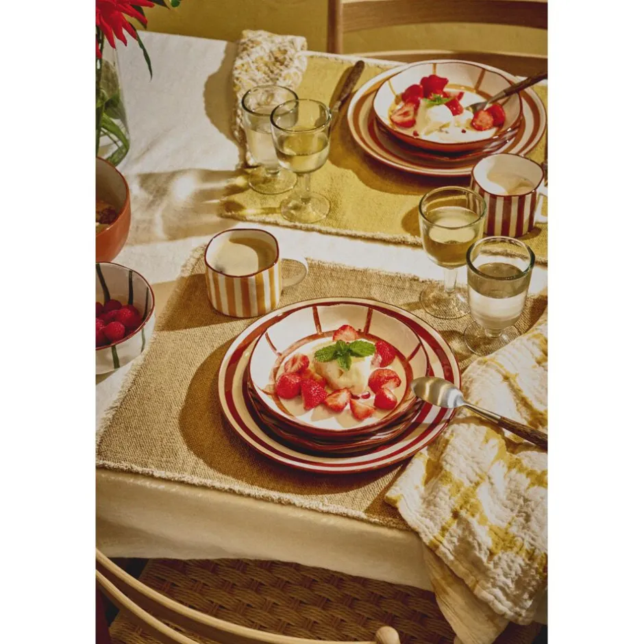 Pomax Vaisselle-MYKONOS - assiette plate - porcelaine - DIA 27 x H 2,5 cm - rouille