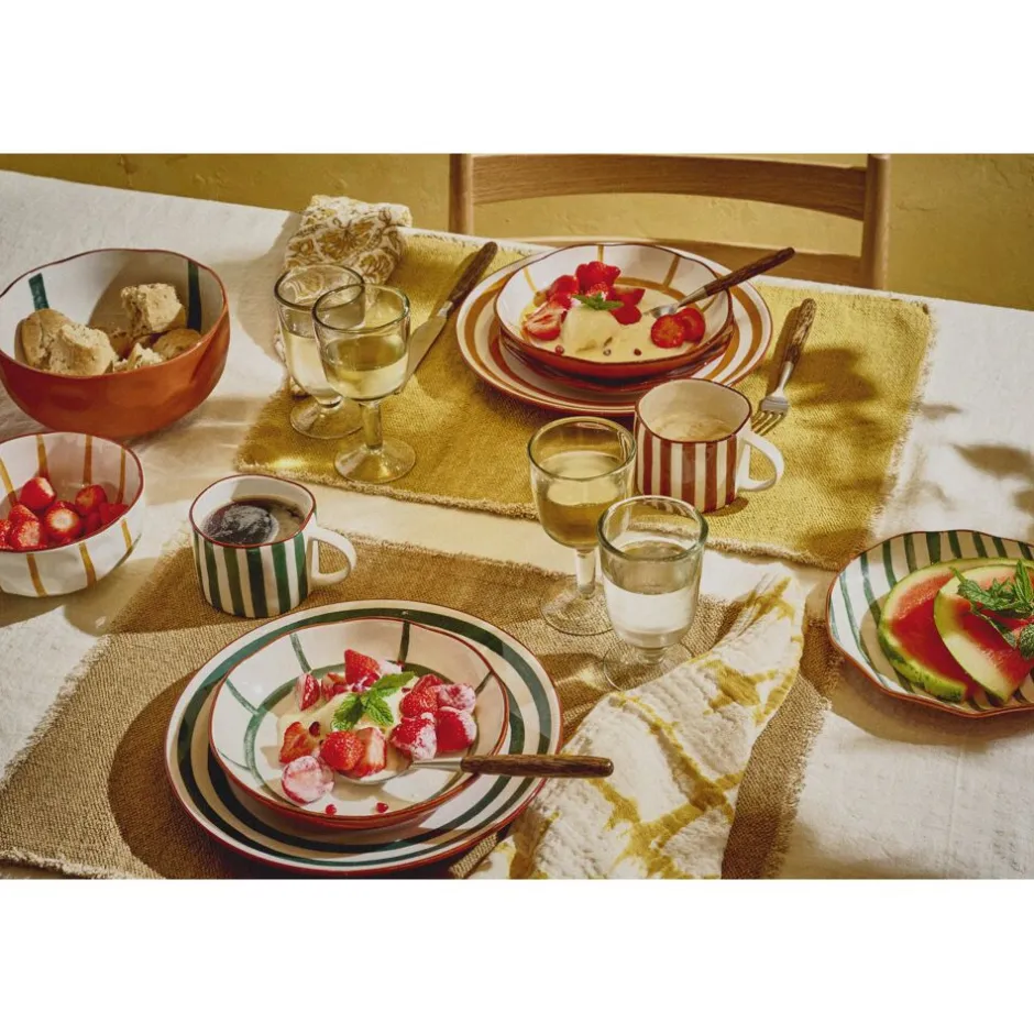 Pomax Vaisselle-MYKONOS - assiette plate - porcelaine - DIA 27 x H 2,5 cm - vert