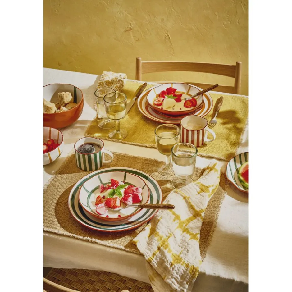 Pomax Vaisselle-MYKONOS - assiette plate - porcelaine - DIA 27 x H 2,5 cm - vert
