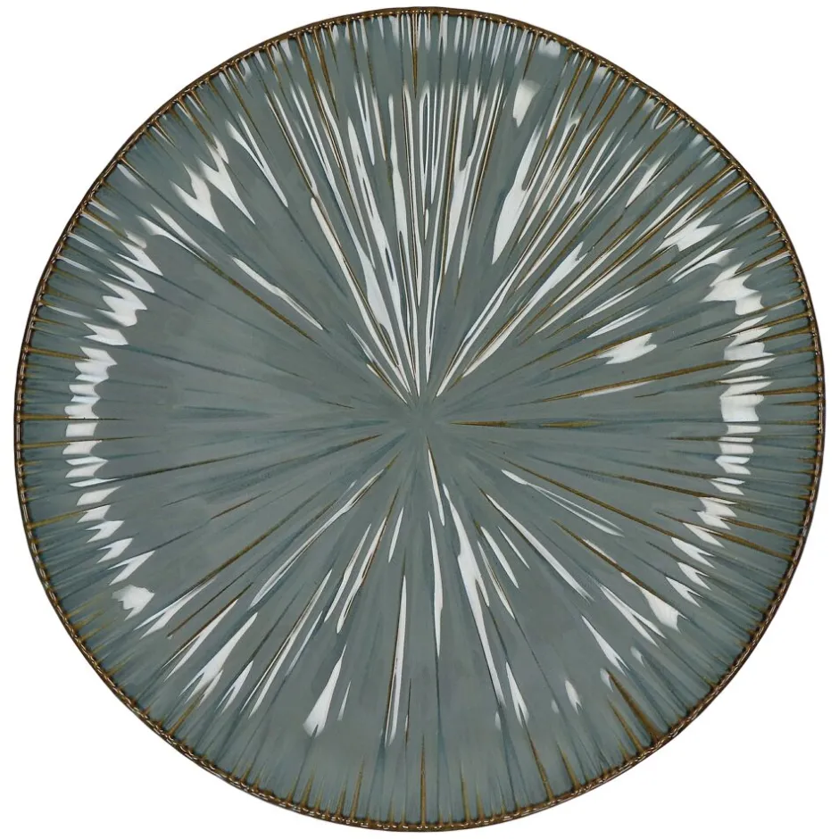 Pomax Vaisselle-MYSA - assiette plate - porcelaine - DIA 26,2 x H 2,6 cm - gris bleu