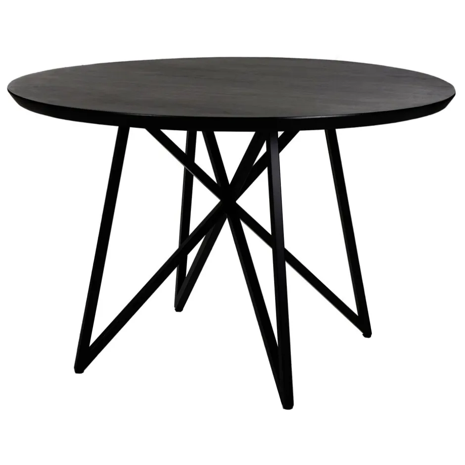 Pomax Tables-NADI - table à dîner acacia - bois d'acacia / métal - DIA 120 x H 76 cm - noir