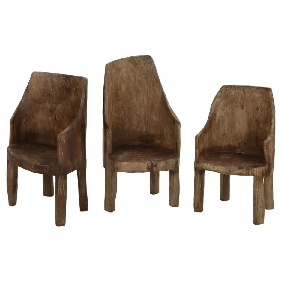 Pomax Chaises-NAGA - chaise - bois récupéré - L 32 x W 43 x H 77 +/-10% - brun