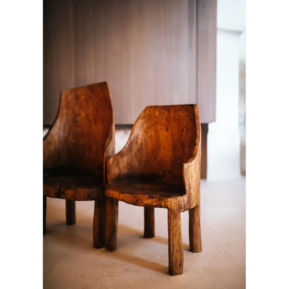Pomax Chaises-NAGA - chaise - bois récupéré - L 32 x W 43 x H 77 +/-10% - brun