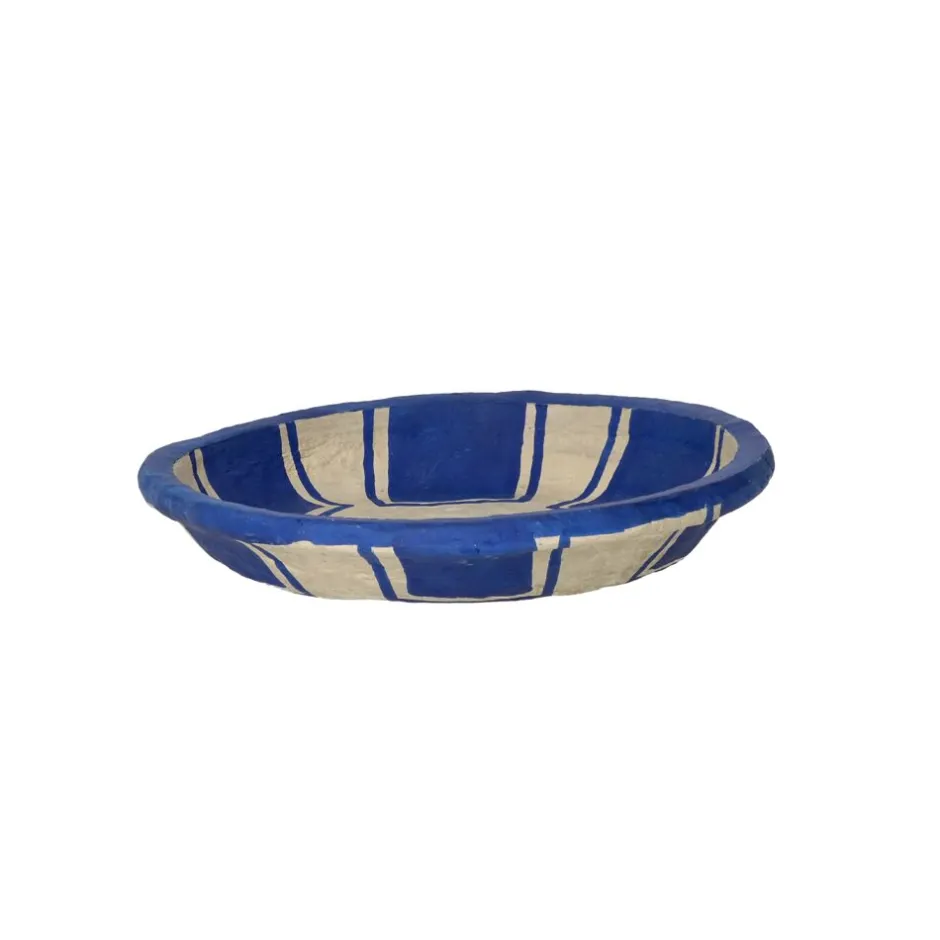 Pomax Saladiers / Plats À Servir-NAXOS - set/3 bols - papier mâché - DIA 20/24/29 x H 7,5/5/5 cm - bleu