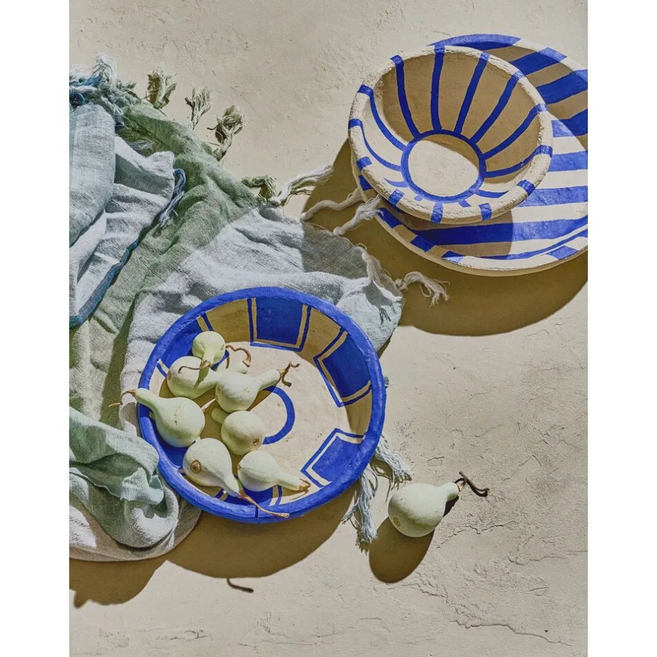 Pomax Saladiers / Plats À Servir-NAXOS - set/3 bols - papier mâché - DIA 20/24/29 x H 7,5/5/5 cm - bleu