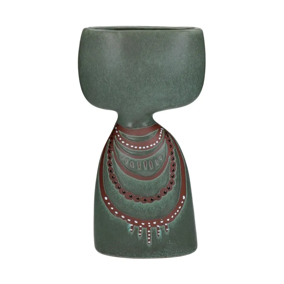 Pomax Vases-NIKÉ - vase - faïence - L 16,5 x W 8 x H 30 cm - gris vert