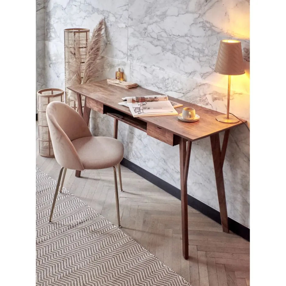 Pomax Chaises-NORAH - chaise - tissu / métal - L 47 x W 54 x H 77 cm - écru