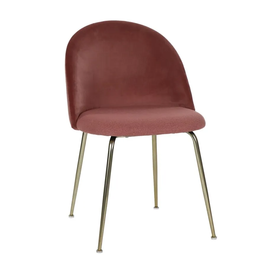 Pomax Chaises-NORAH - chaise - tissu / métal - L 47 x W 54 x H 77 cm - poudre rose
