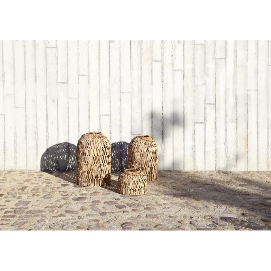 Pomax Lanternes-NORDBY - set/3 lanternes - mais - DIA 35,5/40,5/45 x H 27/61/67 cm - naturel