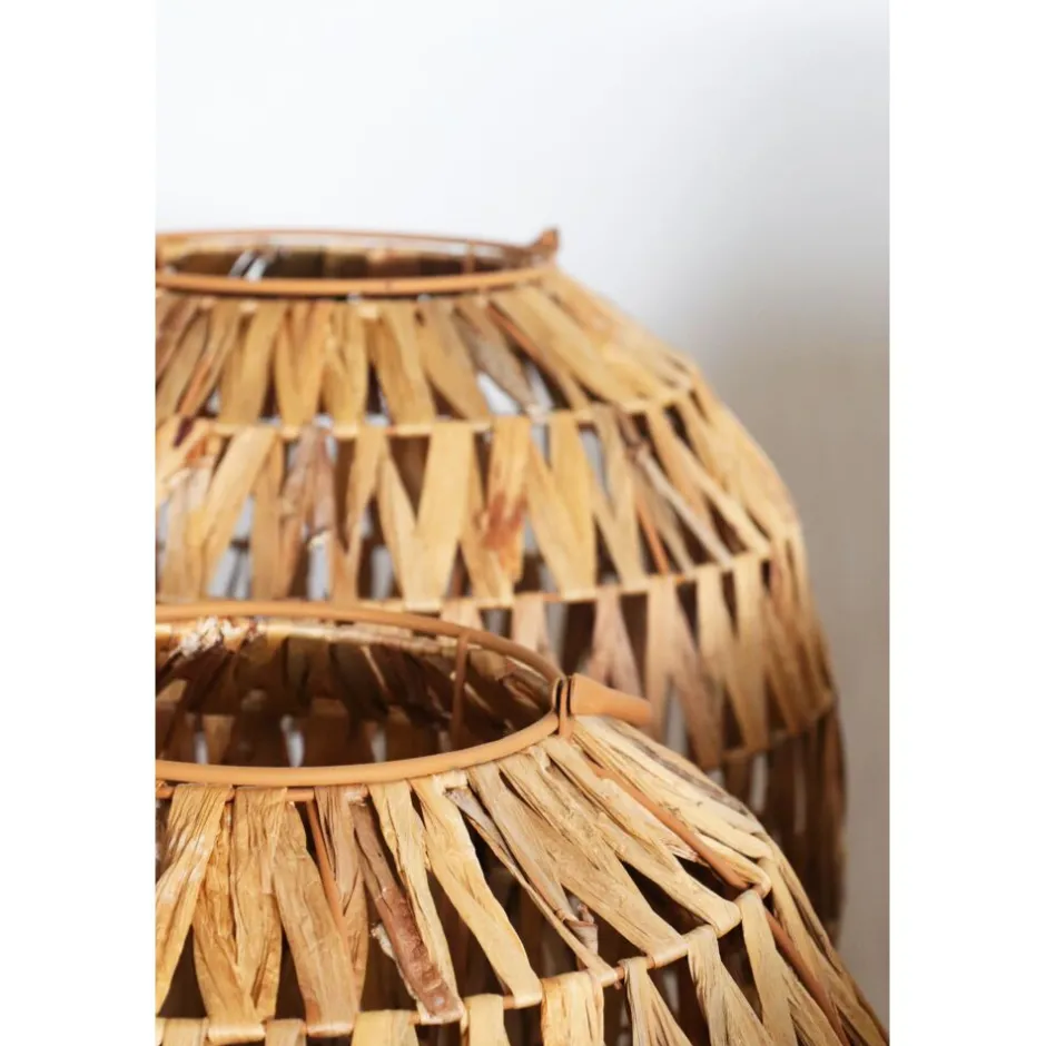 Pomax Lanternes-NORDBY - set/3 lanternes - mais - DIA 35,5/40,5/45 x H 27/61/67 cm - naturel