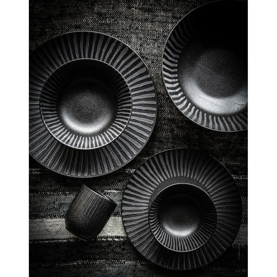 Pomax Vaisselle-NYAKIM - bol à pâtes - porcelaine - DIA 23 x H 9,5 cm - noir