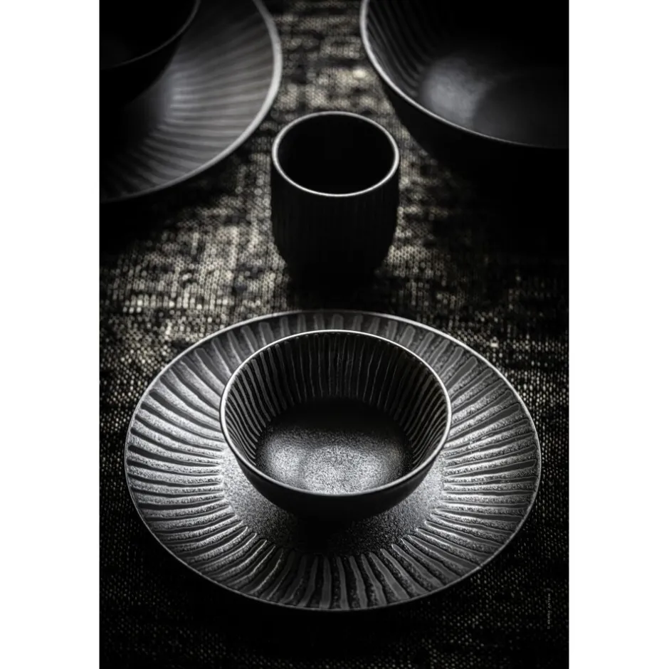 Pomax Vaisselle-NYAKIM - bol à pâtes - porcelaine - DIA 23 x H 9,5 cm - noir