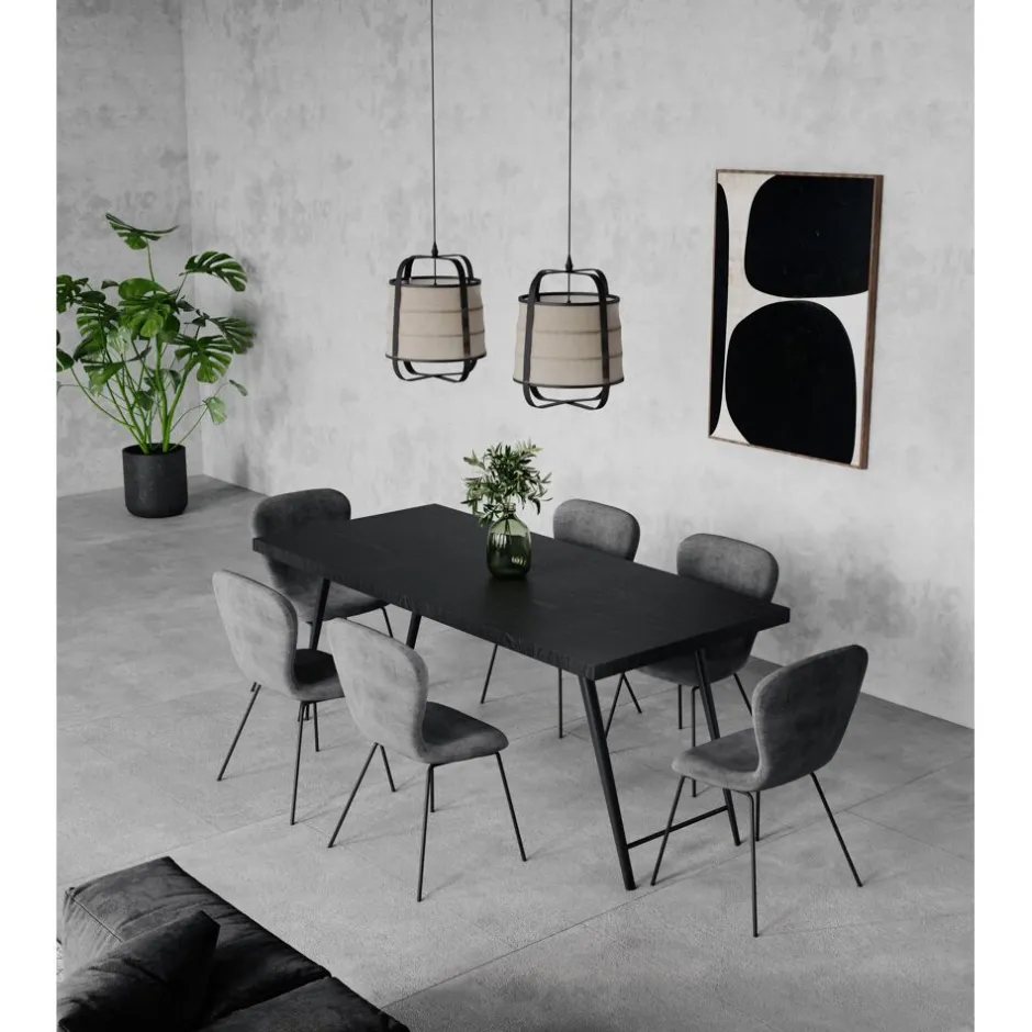 Pomax Tables-OHIO - table à dîner - bois de mangier / métal - L 185 x W 86 x H 76 cm - noir