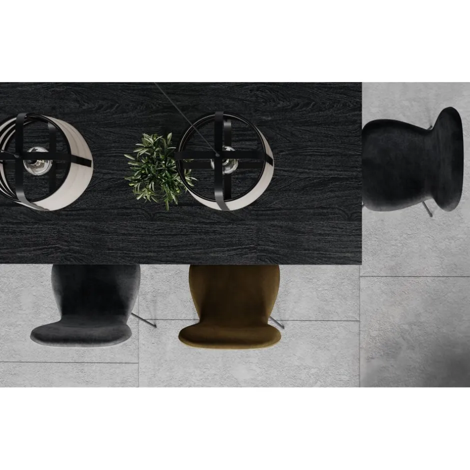 Pomax Tables-OHIO - table à dîner - bois de mangier / métal - L 185 x W 86 x H 76 cm - noir