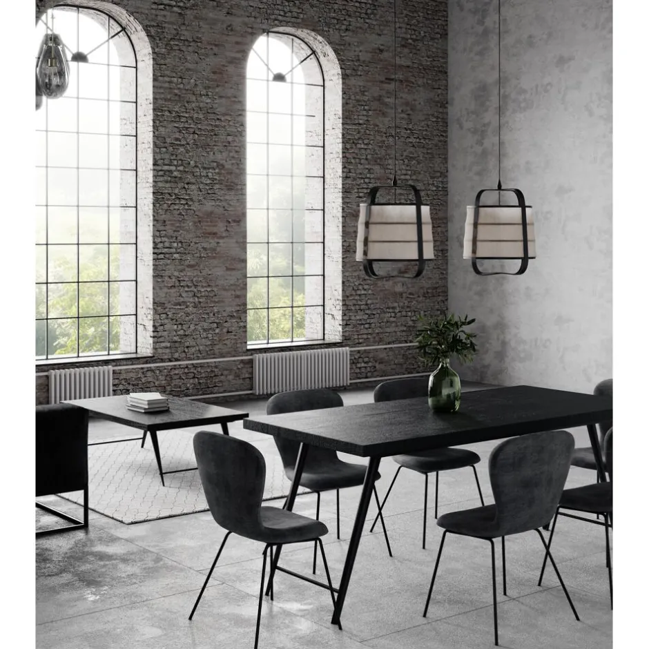 Pomax Tables-OHIO - table à dîner - bois de mangier / métal - L 185 x W 86 x H 76 cm - noir