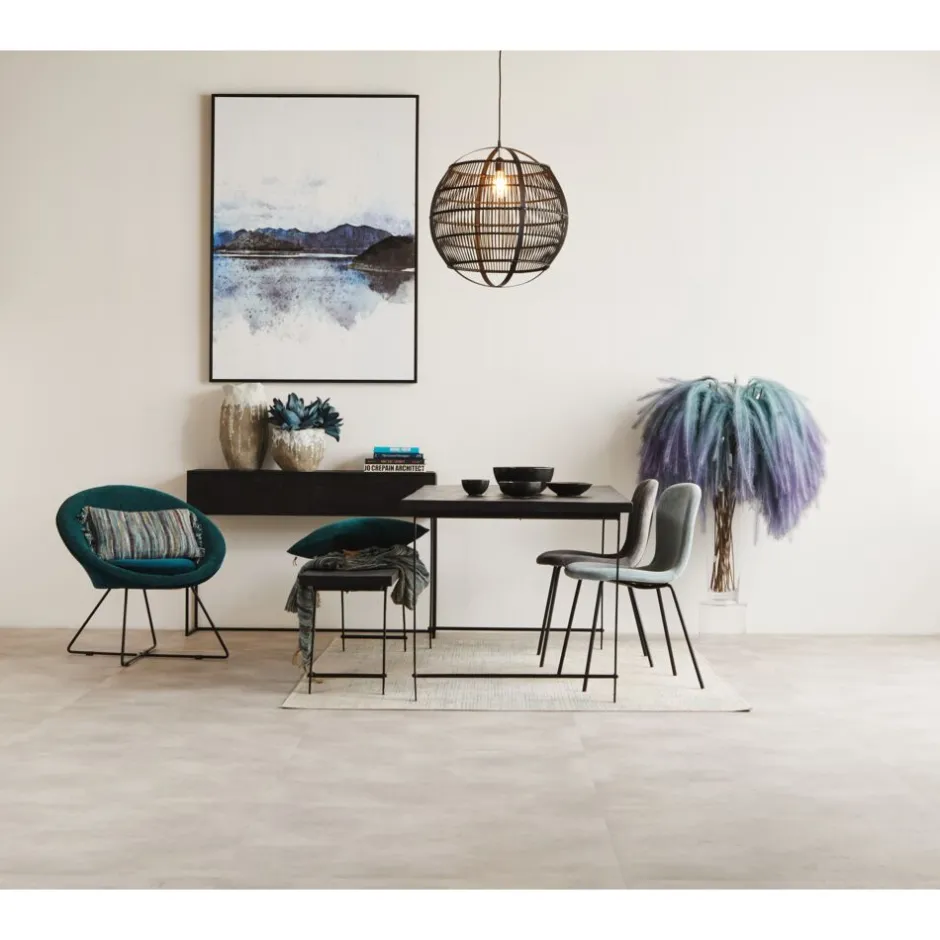 Pomax Tables-OHIO - table à dîner - bois de mangier / métal - L 185 x W 86 x H 76 cm - noir