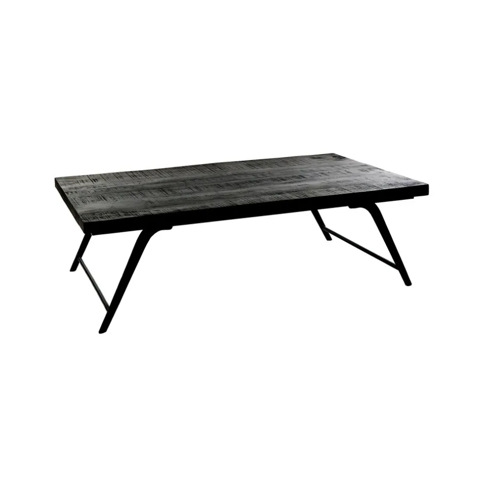 Pomax Tables Basses | Tables-OHIO - table basse - bois de mangier / métal - L 125 x W 75 x H 38 cm - noir