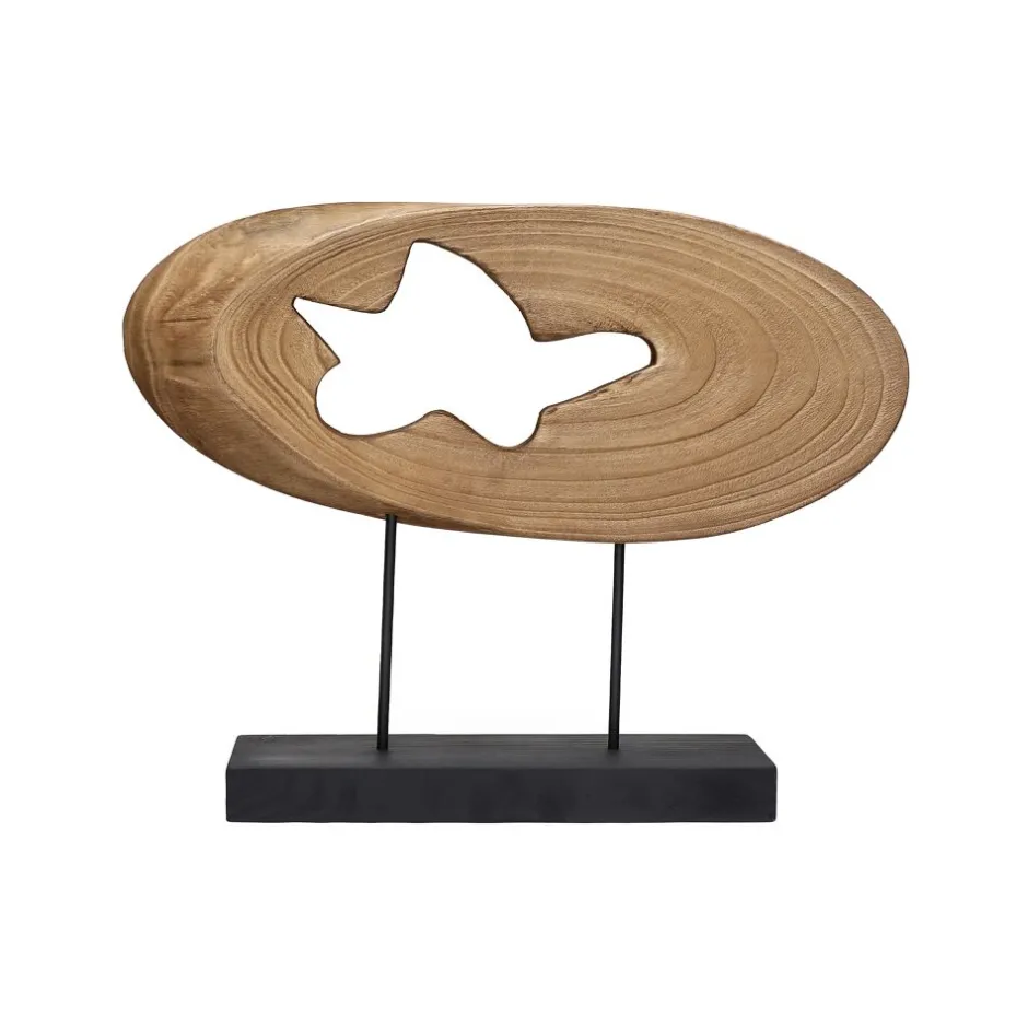 Pomax Objets De Décoration-OLARRA - objet déco - bois de paulownia / métal - L 50 x W 9 x H 40 cm - naturel