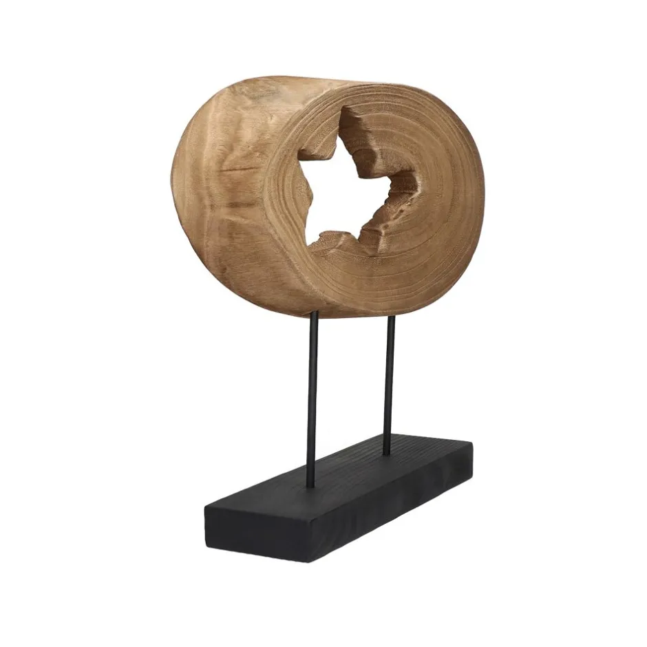 Pomax Objets De Décoration-OLARRA - objet déco - bois de paulownia / métal - L 50 x W 9 x H 40 cm - naturel