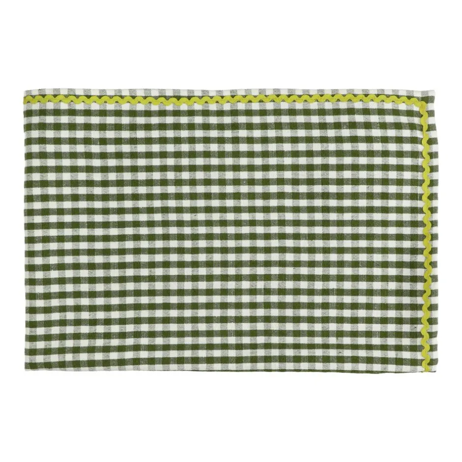 Pomax Linge De Table-OLIVE - chemin de table - lin / coton - L 150 x W 50 cm - olive