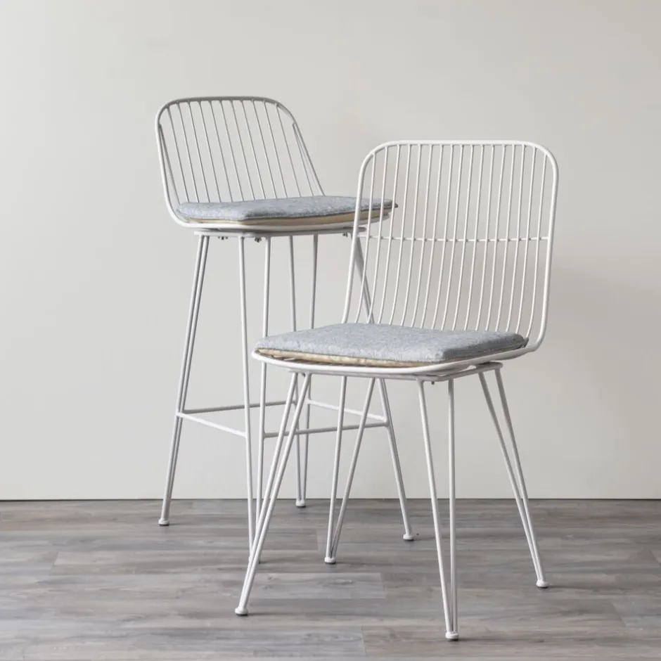 Pomax Chaises-OMBRA - chaise - métal - L 54 x W 43 x H 83 cm - gris clair