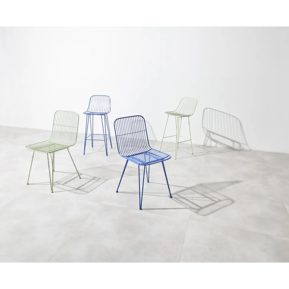 Pomax Chaises De Bar | Tabourets-OMBRA - chaise de bar - métal - L 40 x W 42 x H 90 cm - aqua