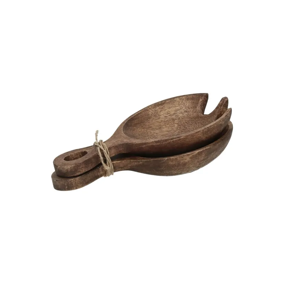 Pomax Couverts De Service | Couverts-ONAN - set couverts de service - bois de mangier - L 17 x W 10 x H 3 cm - noyer