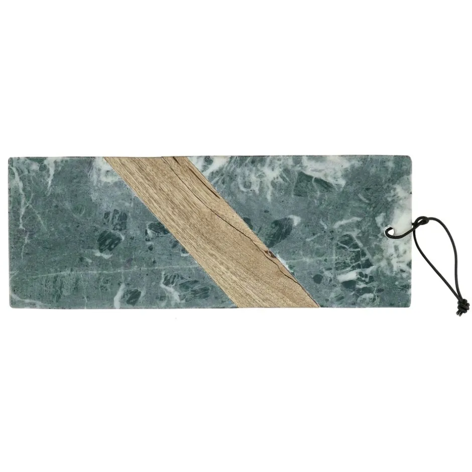 Pomax Planches À Découper-OREGON - planche à découper - marbre / bois d'acacia - L 42 x W 16 x H 1,5 cm - vert