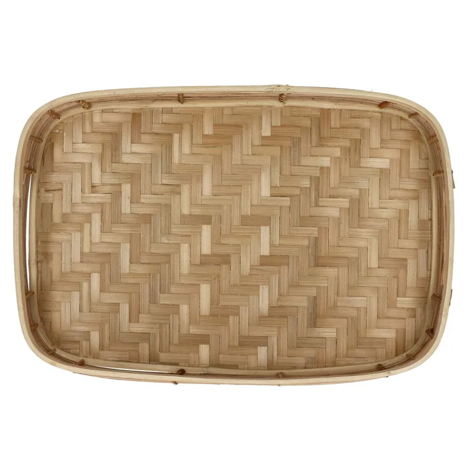 Pomax Plateaux-OSAKA - set/2 plateaus - rotin / bambou - L 40/45 x W 26/30 x H 8/8 cm - naturel