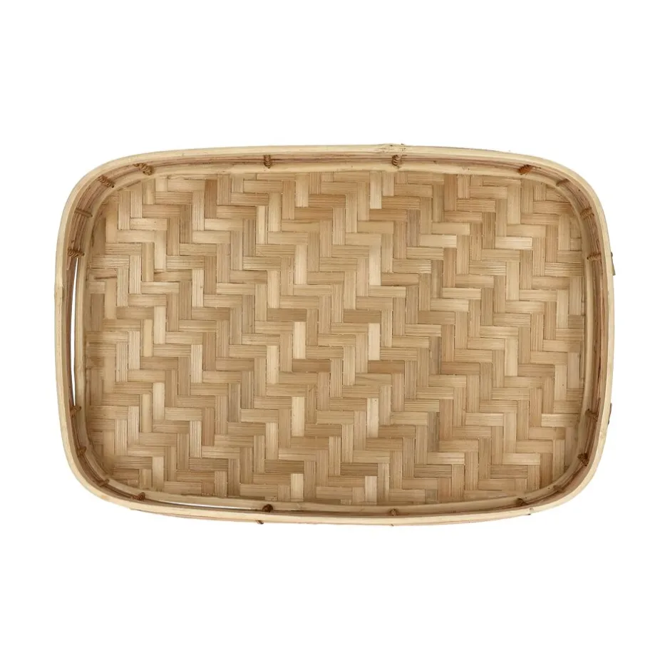 Pomax Plateaux-OSAKA - set/2 plateaus - rotin / bambou - L 40/45 x W 26/30 x H 8/8 cm - naturel