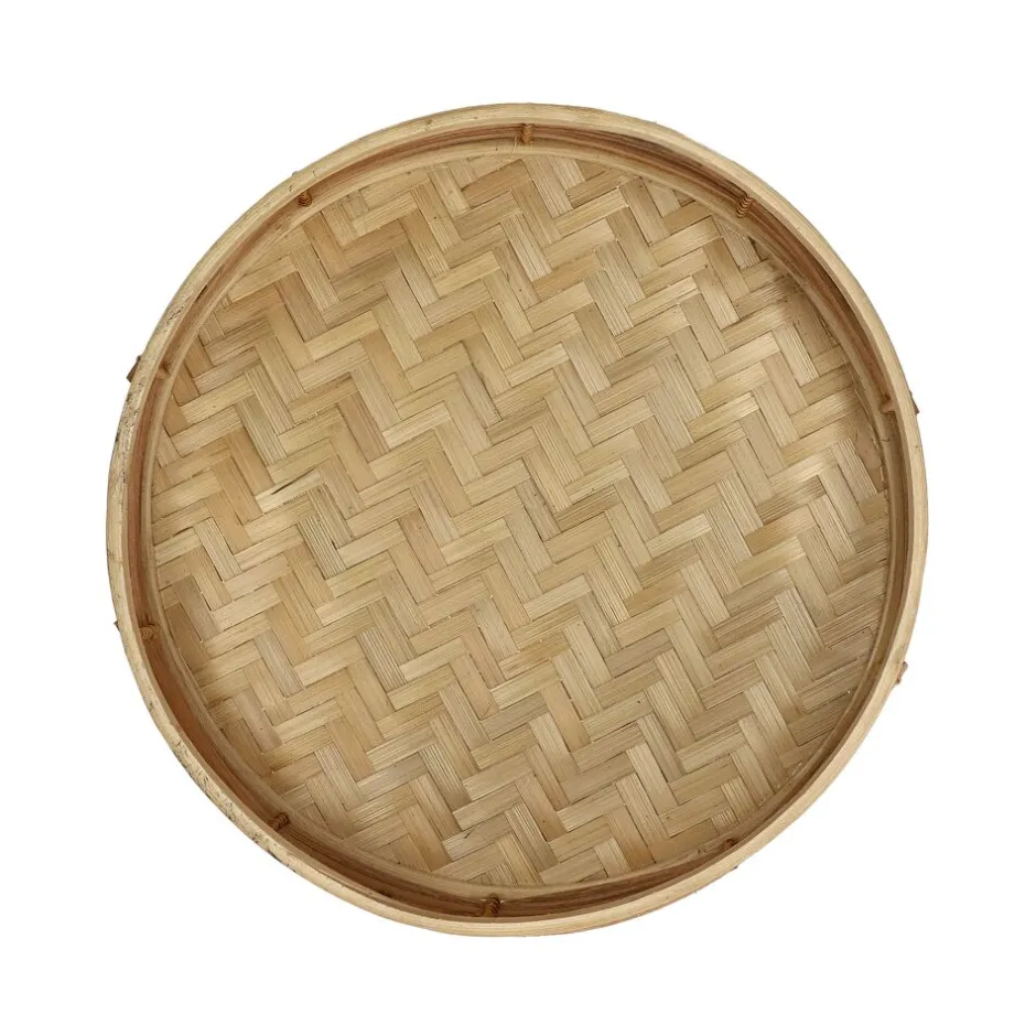 Pomax Plateaux-OSAKA - set/2 plateaus ronds - rotin / bambou - DIA 35/40 x H 8/8 cm - naturel