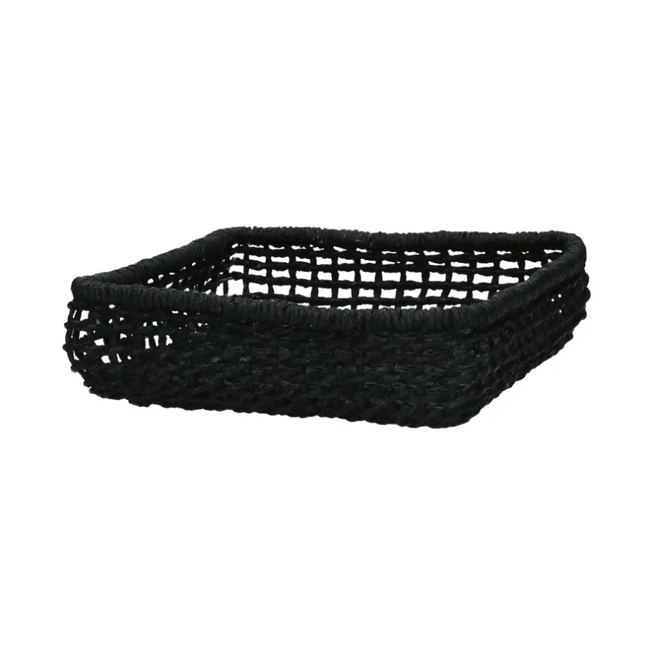 Pomax Paniers À Pain, Couverts Et Serviettes-OSTERIA - panier à serviettes - papier - L 22 x W 22 x H 6 cm - noir