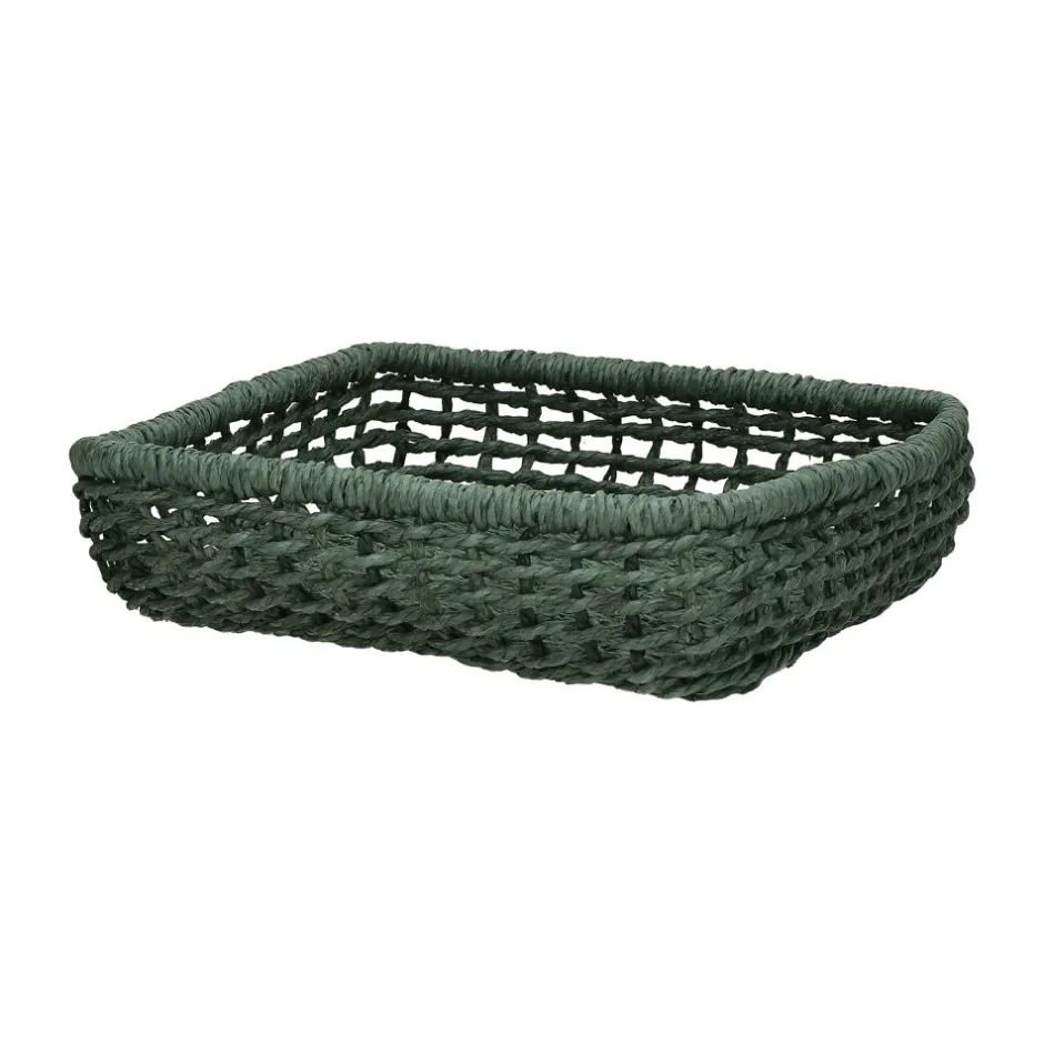 Pomax Paniers À Pain, Couverts Et Serviettes-OSTERIA - panier à serviettes - papier - L 22 x W 22 x H 6 cm - vert forêt