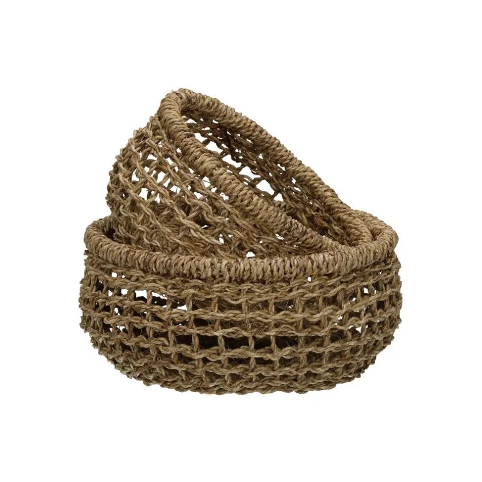 Pomax Paniers À Pain, Couverts Et Serviettes-OSTERIA - set/2 corbeilles à pain - jonc de mer - DIA 15/18 x H 8 cm - naturel