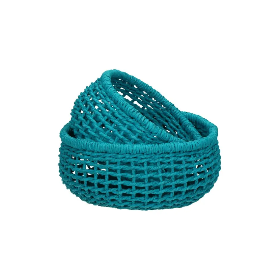 Pomax Paniers À Pain, Couverts Et Serviettes-OSTERIA - set/2 corbeilles à pain - papier - DIA 15/18 x H 8 cm - turquoise