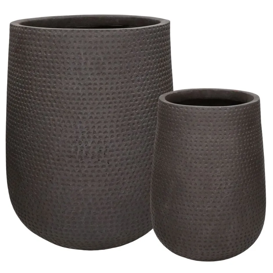 Pomax Cache-pots-OTTO - set/2 pots à fleurs - fibre d'argile - DIA 28/38 x H 36/47 cm - brun