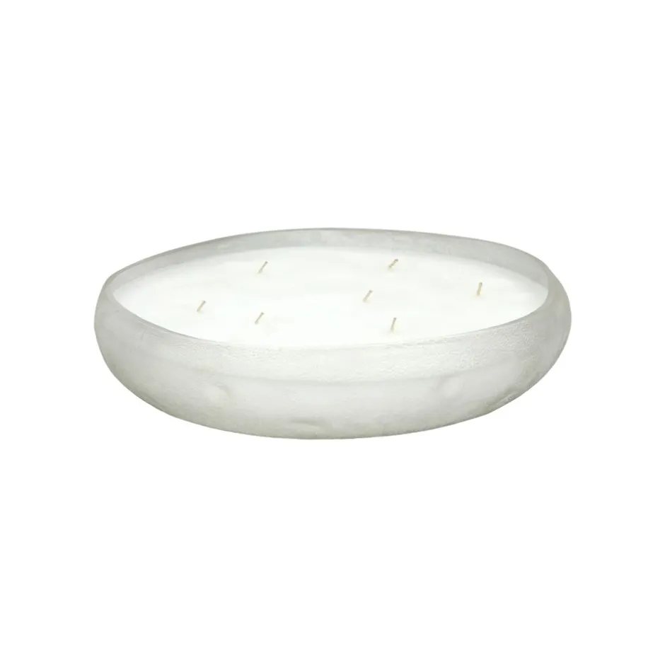 Pomax Bougies-PACIFY - bougie 10 mèches - cire de paraffine / verre - DIA 29 x H 5,75 cm - blanc