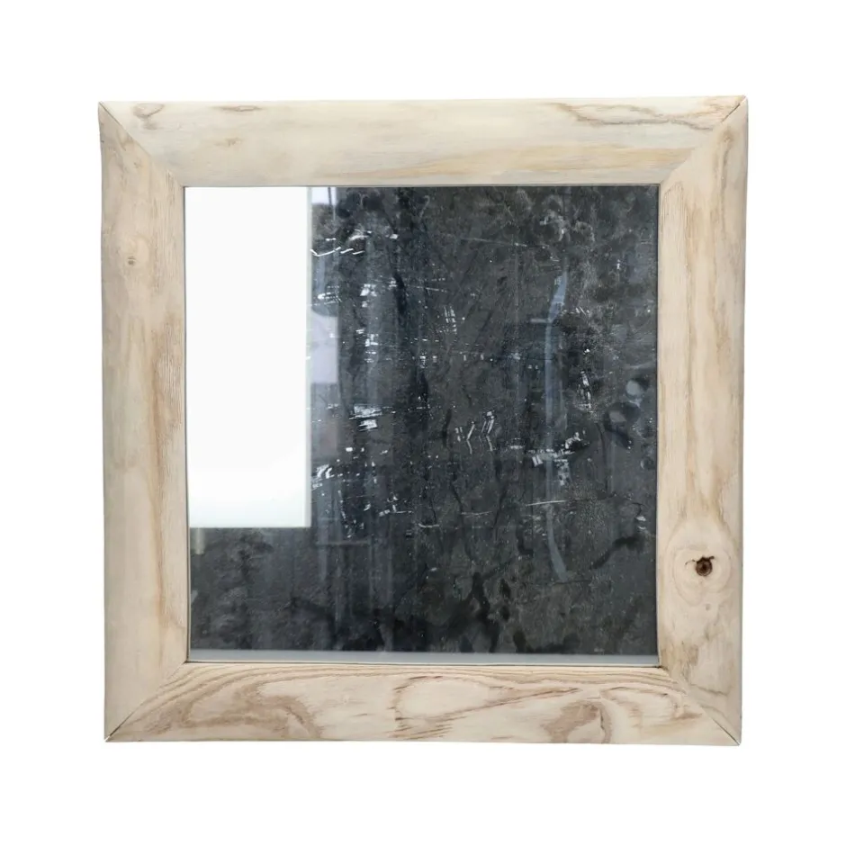 Pomax Miroirs-PAULY - miroir - bois de paulownia / verre miroir - L 40 x W 2,5 x H 40 cm - naturel