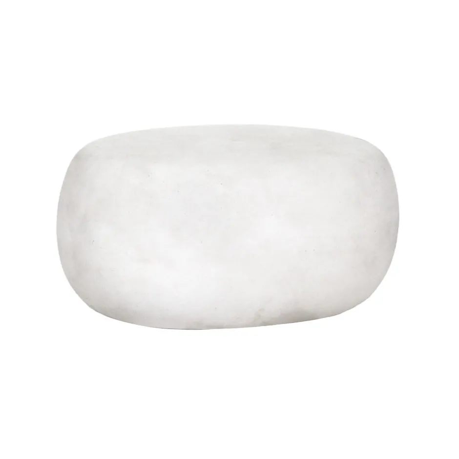 Pomax Poufs-PEBBLE - table d'appoint - fibre d'argile - L 60 x W 43 x H 31 cm - blanc