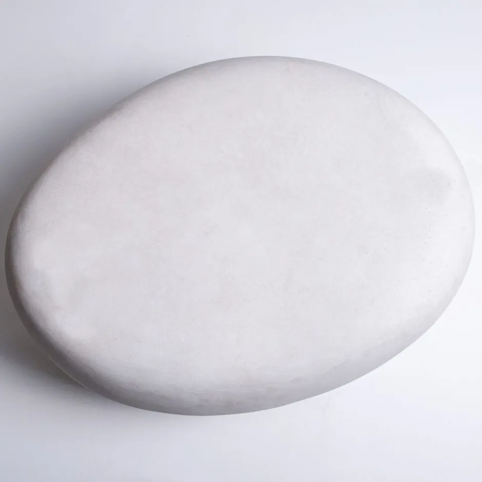 Pomax Poufs-PEBBLE - table d'appoint - fibre d'argile - L 60 x W 43 x H 31 cm - blanc