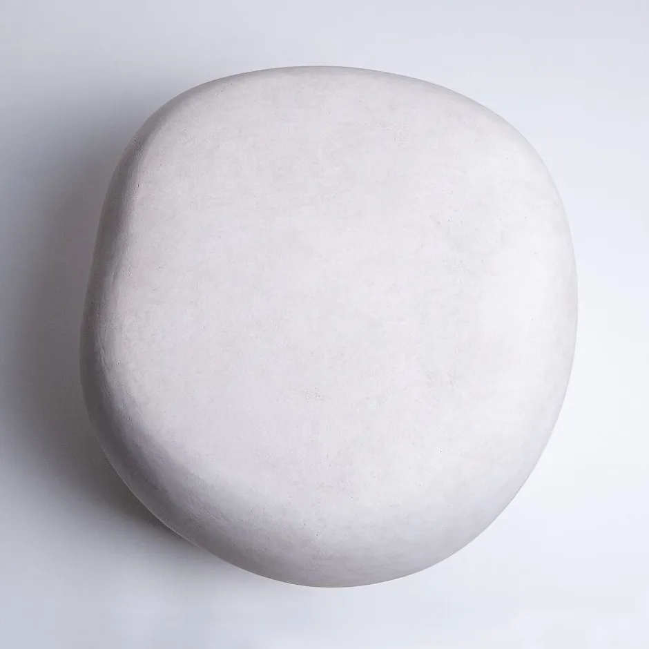 Pomax Poufs-PEBBLE - table d'appoint - fibre d'argile - L 48 x W 46 x H 35,5 cm - blanc