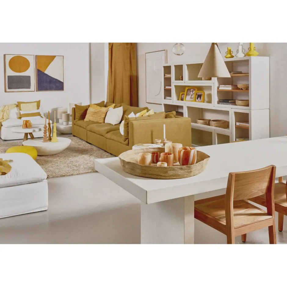 Pomax Tables-PIASTRO - tabel - enduit à la chaux - L 260 x W 85 x H 75 cm - blanc cassé