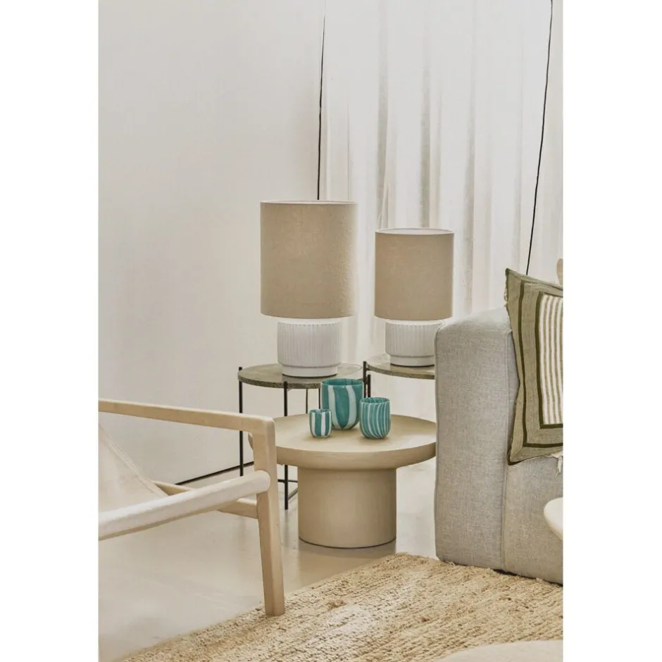Pomax Tables Basses | Tables-PIASTRO - table basse - enduit à la chaux - DIA 60 x H 32 cm - gris/beige